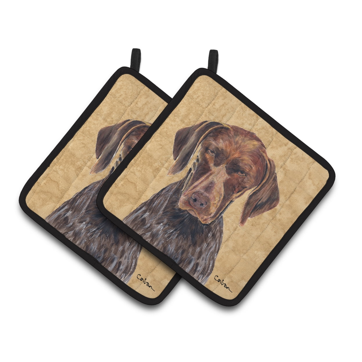 Carolines Treasures SC9117PTHD German Shorthaired Pointer Wipe your Paws Pair of Pot Holders, 7.5HX7.5W, multicolor