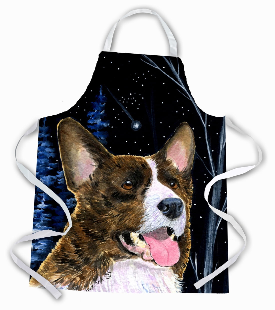 Carolines Treasures SS8387APRON Starry Night Corgi Apron Large multicolor
