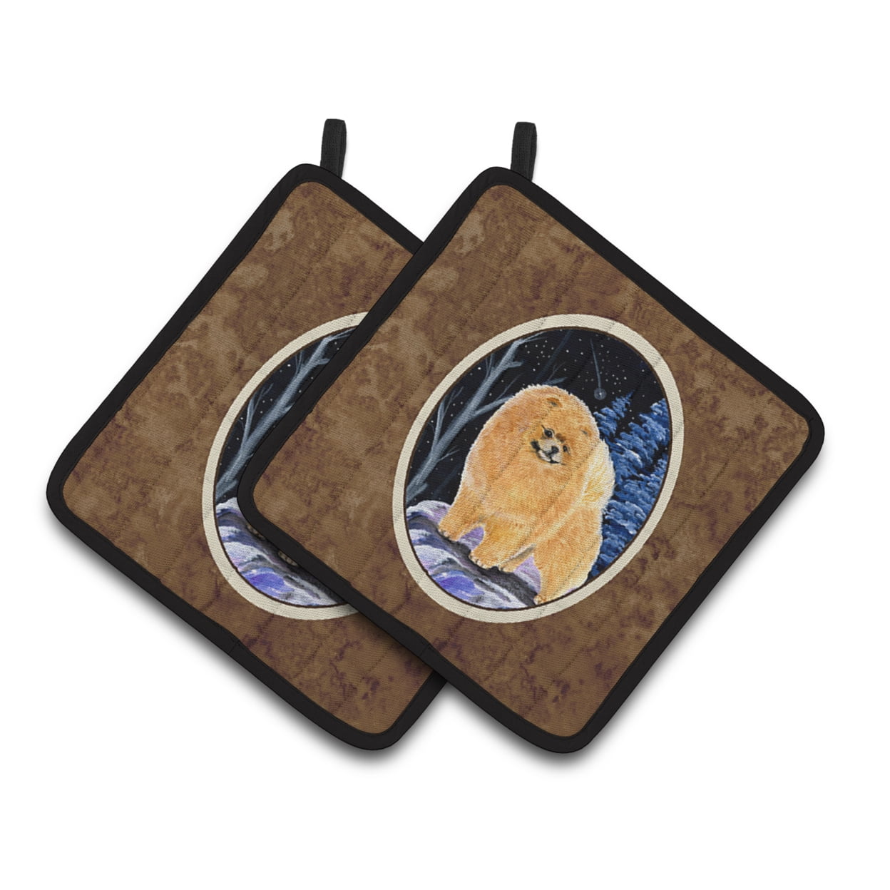 Carolines Treasures SS8396PTHD Starry Night Pomeranian Pair of Pot Holders, 7.5HX7.5W, multicolor