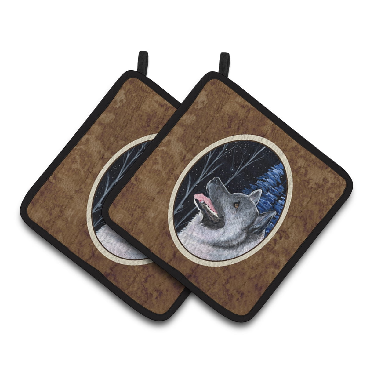Carolines Treasures SS8398PTHD Starry Night Norwegian Elkhound Pair of Pot Holders, 7.5HX7.5W, multicolor