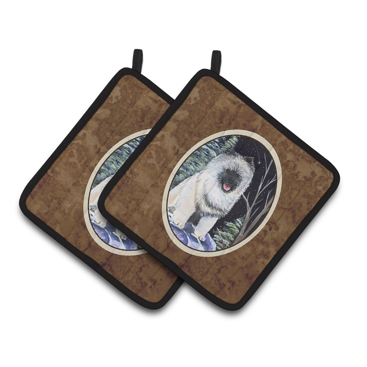 Carolines Treasures SS8404PTHD Starry Night Keeshond Pair of Pot Holders, 7.5HX7.5W, multicolor