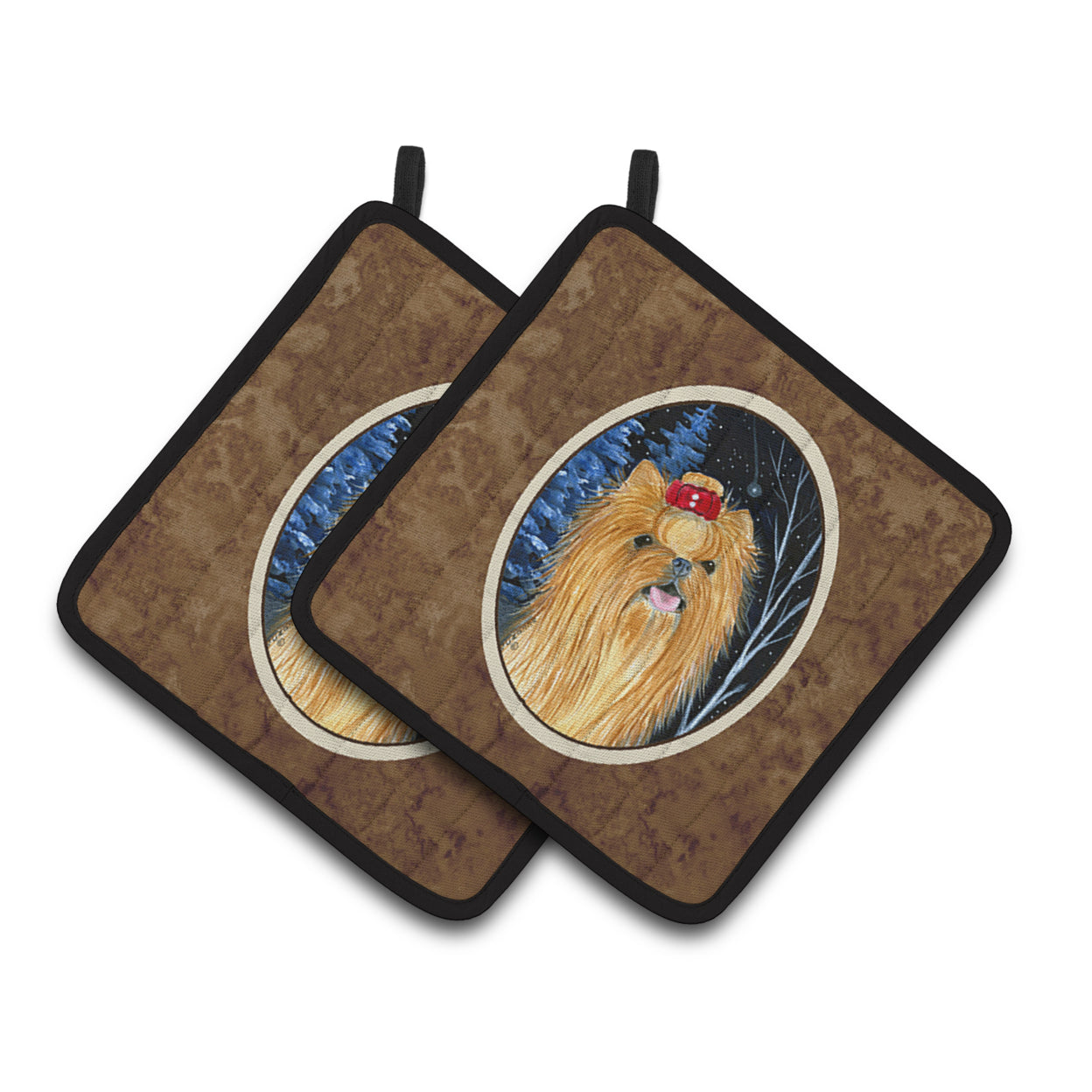 Carolines Treasures SS8413PTHD Starry Night Yorkie Pair of Pot Holders, 7.5HX7.5W, multicolor