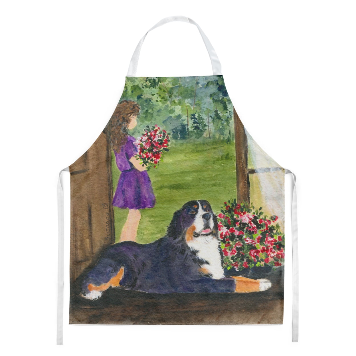 Carolines Treasures SS8535APRON Little Girl with her Bernese Mountain Dog Apron Large multicolor