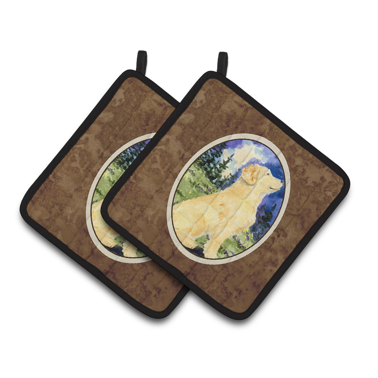 Carolines Treasures SS8977PTHD Golden Retriever Par de Portavasos, 7,5hx7,5w, multicolor