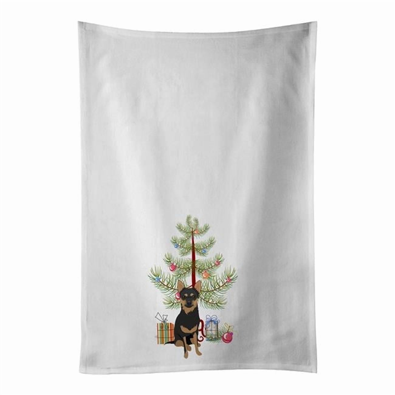 Carolines Treasures WDK2973WTKT 28 x 19 in. Unisex Chihuahua Black & Tan No.1 Christmas White Dish Towels Kitchen Towel - Set of 2