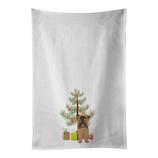 Yorkie Chocolate #1 Juego de 2 PaÃ±os de Cocina Blancos NavideÃ±os de 19 x 28 Pulgadas