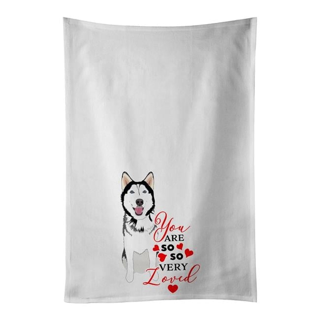 Carolines Treasures WDK3939WTKT 28 x 19 in. Unisex Siberian Husky Black & White No.1 So Loved White Dish Towels Kitchen Towel - Set of 2