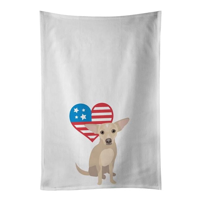 Chihuahua Silver Juego de 2 Toallas de Cocina PatriÃ³ticas Blancas de 19 x 28 Pulgadas