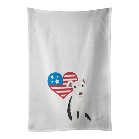Carolines Treasures WDK4268WTKT 28 x 19 in. Unisex Schnauzer Parti Patriotic White Dish Towels Kitchen Towel - Set of 2