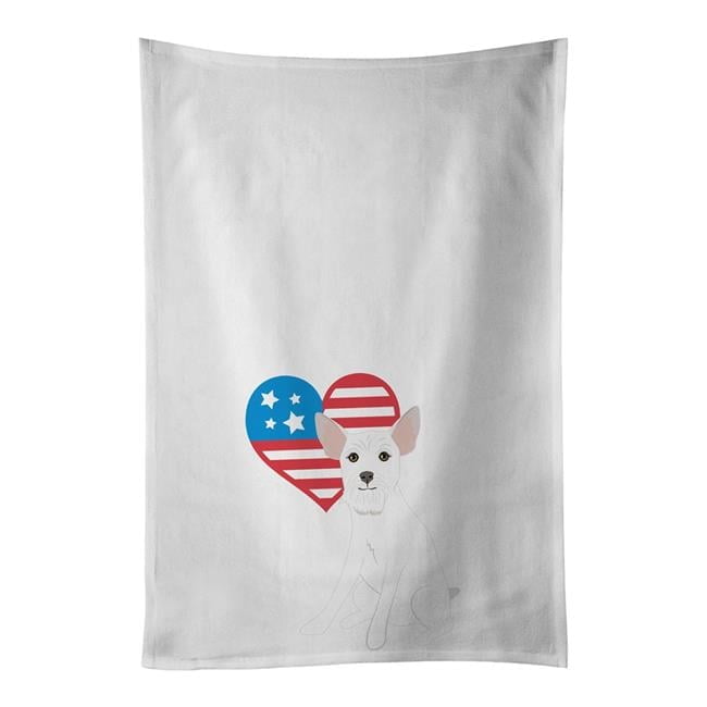 Carolines Treasures WDK4273WTKT 28 x 19 in. Unisex Schnauzer White No.2 Patriotic White Dish Towels Kitchen Towel - Set of 2