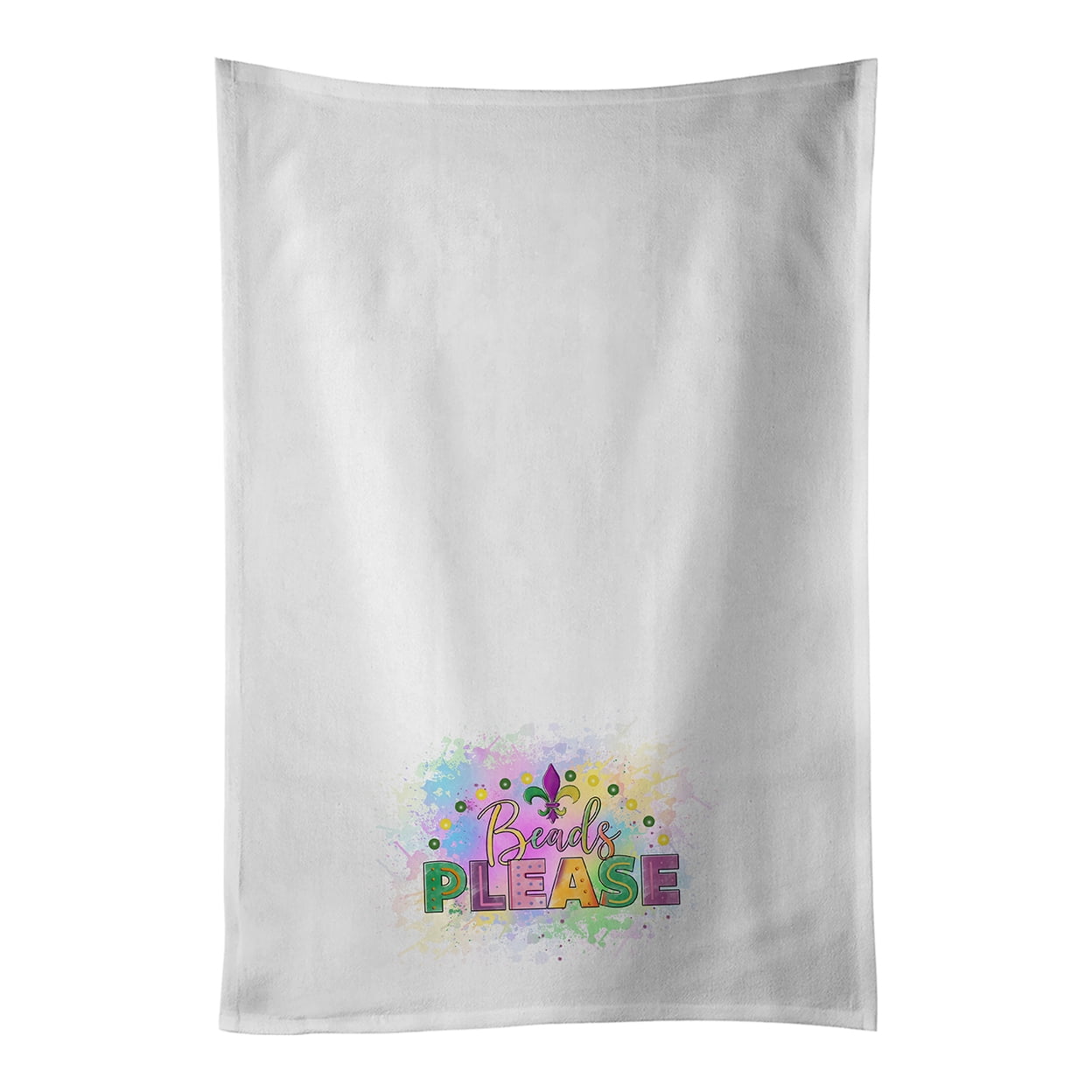 Carolines Treasures WDK4643WTKT Beads Please Mardi Gras White Kitchen Towel Set of 2 Dish Towels 19 X 25" multicolor