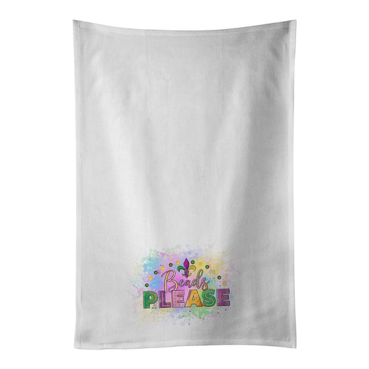 Carolines Treasures WDK4643WTKT Beads Please Mardi Gras White Kitchen Towel Set of 2 Dish Towels 19 X 25" multicolor