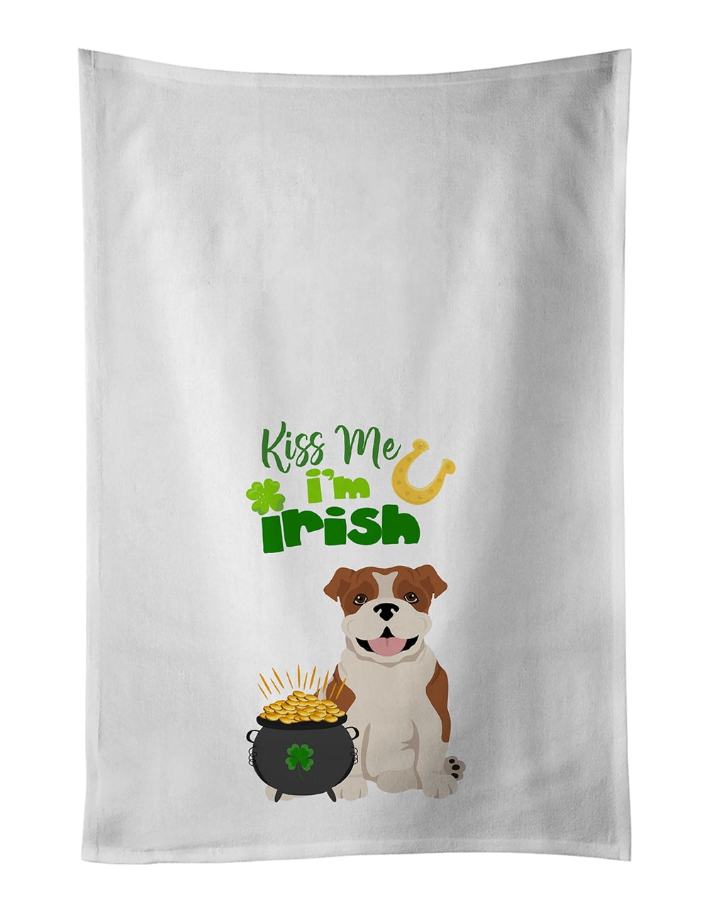 Carolines Treasures WDK4833WTKT Red English Bulldog St. Patricks Day White Kitchen Towel Set of 2 Dish Towels 19 X 25"