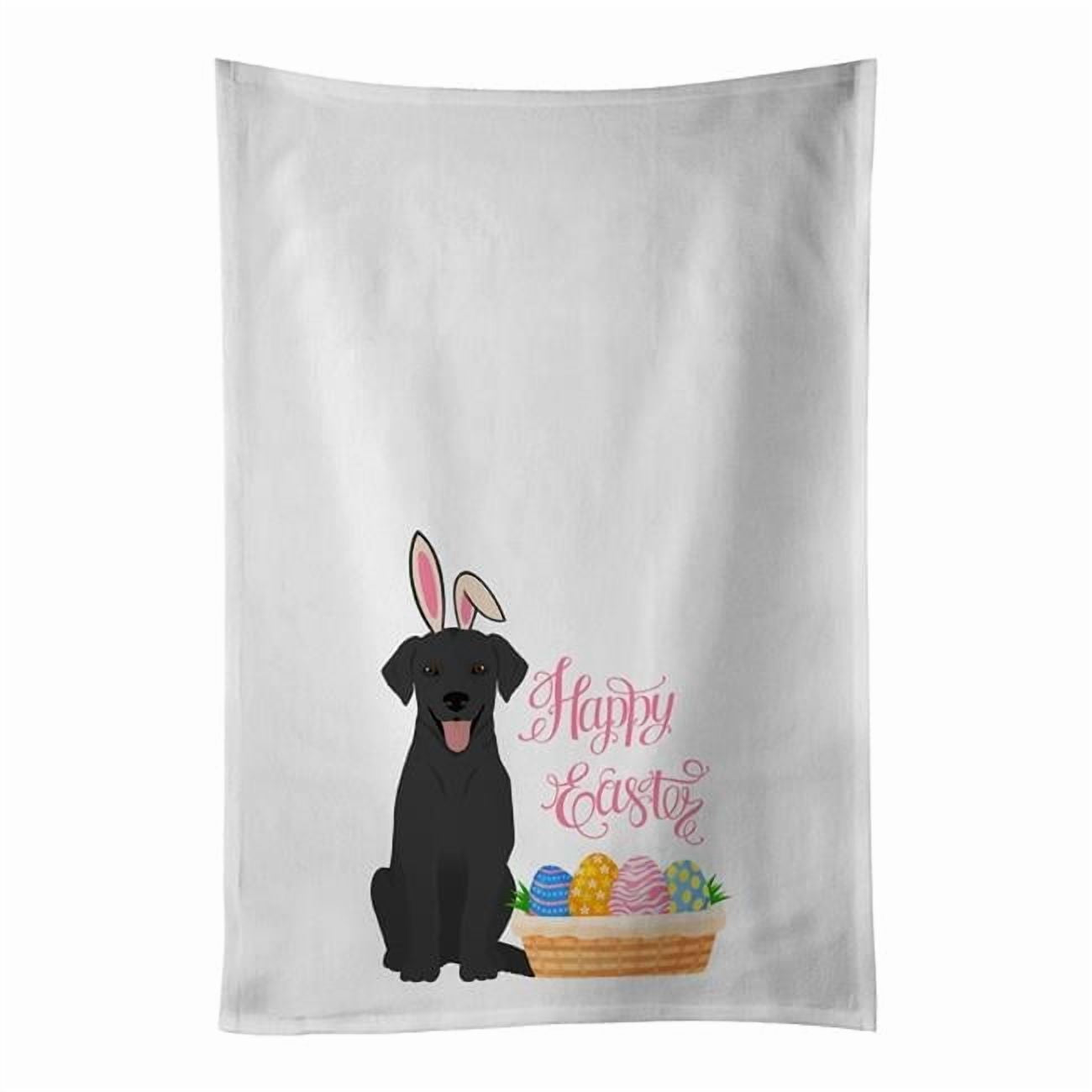 Carolines Treasures WDK5048WTKT 28 x 19 in. Black Labrador Retriever Easter White Kitchen Towel, Set of 2
