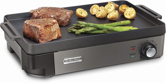 Cast Iron Indoor Electric Grill & Griddle, 10" x 16" Preseasoned Cooking Surface, Adjustable Temperature up to 450° F, Black (38560)