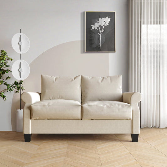 Castle Place Linen Upholstered Loveseats, Beige