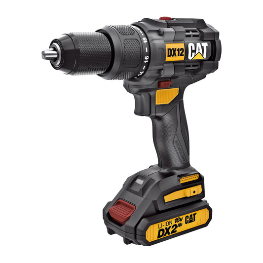 Caterpillar Cat® DX12 18V 1 FOR ALL  1/2” Cordless Hammer Drill with Brushless Motor and Two Batteries