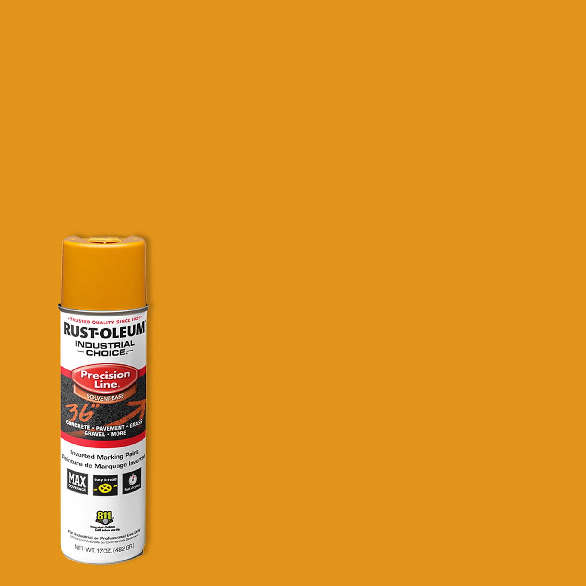 12 Pack, Caution Yellow, Rust-Oleum Precision Line Marking Flat Spray Paint- 17 oz