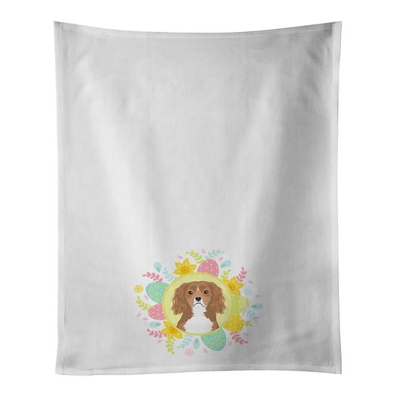 Cavalier King Charles Spaniel Ruby Easter White Kitchen Towel Set of 2 19 in x 28 in