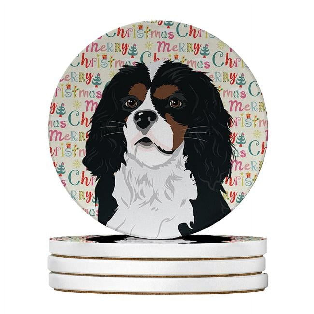 Cavalier King Charles Spaniel Tricolor #1 Christmas Large Sandstone Coasters Pack of 4 4 in x 4 in