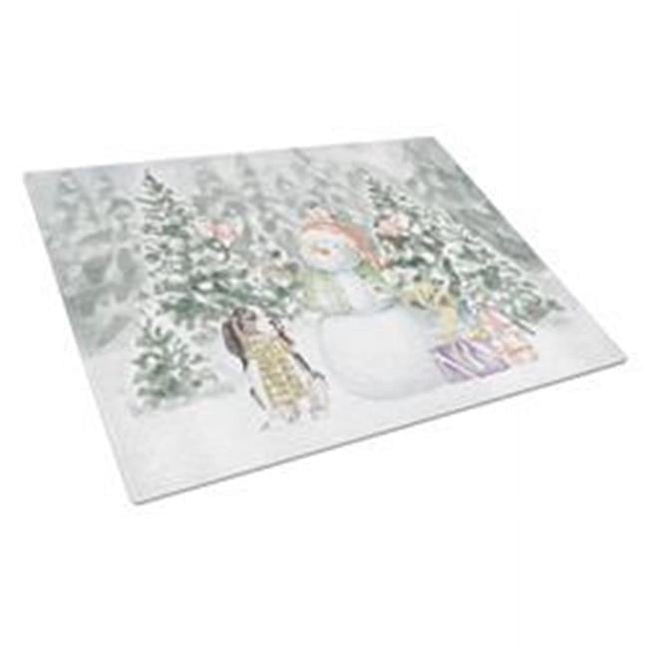 Cavalier King Charles Spaniel Tricolor with Christmas Presents Glass Cutting Board Large 12 in x 15 in