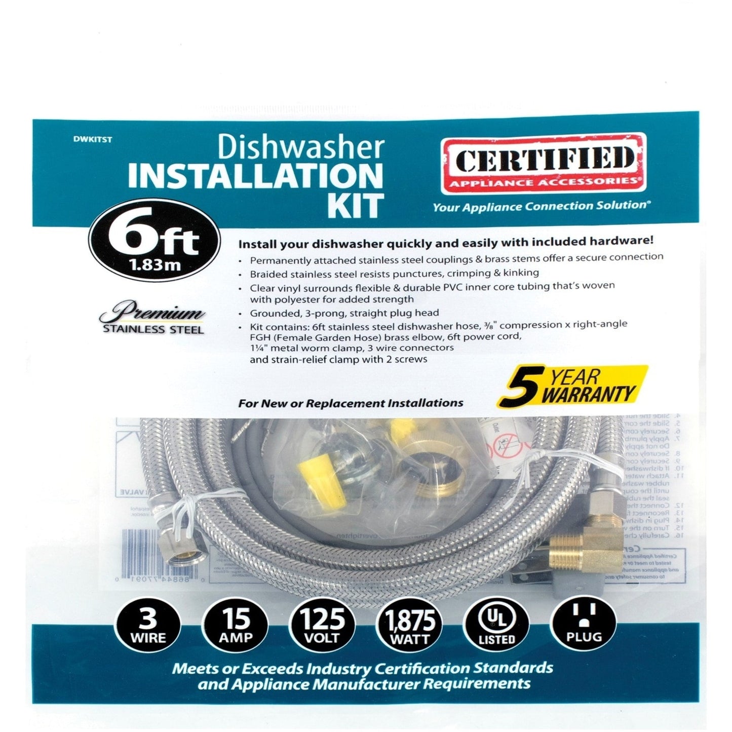 Certified Appliance Accessories Dishwasher Installation Kit