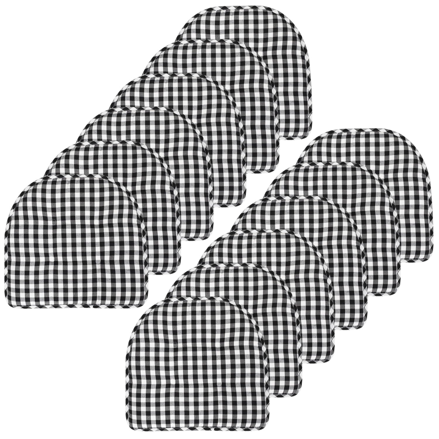 Checkered Memory Foam U-Shape Non-Slip Chair Cushion Pad 12 Pack - Black/White