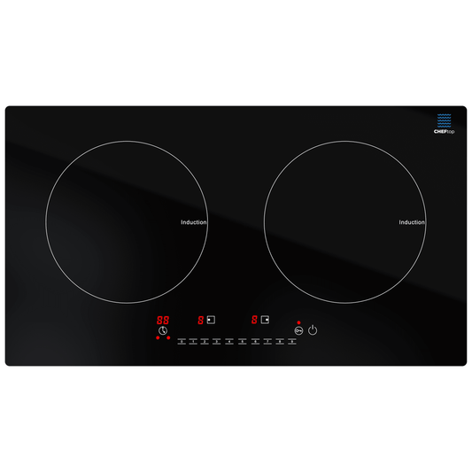 Cheftop Induction 2 Burner Cooktop - Portable 120V Digital Ceramic 2 Burner Electric Cooktop w Kids Safety Lock 1800 Watt, Touch Sensor Control, Multiple Controls Cooking Zones & Power Levels