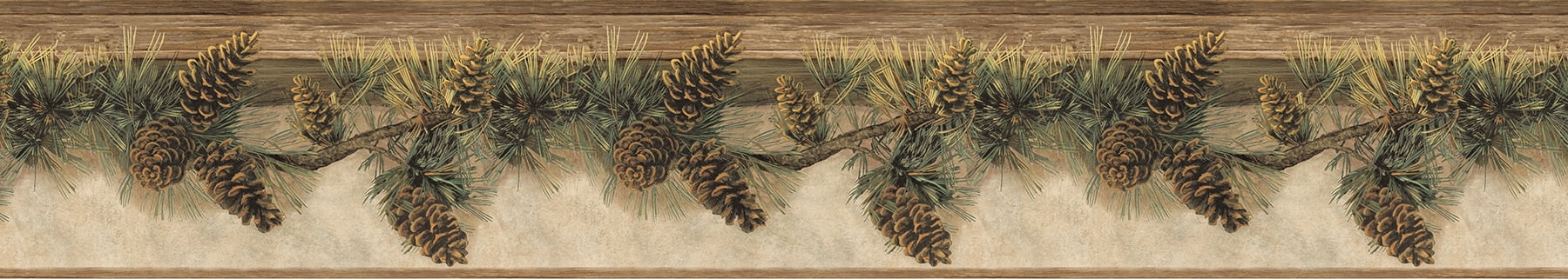 Chesapeake Pinecone Collage Multicolor Patchwork Border Prepasted Easy Walls Border, 6-in by 15-ft, 7.5 sq. ft.