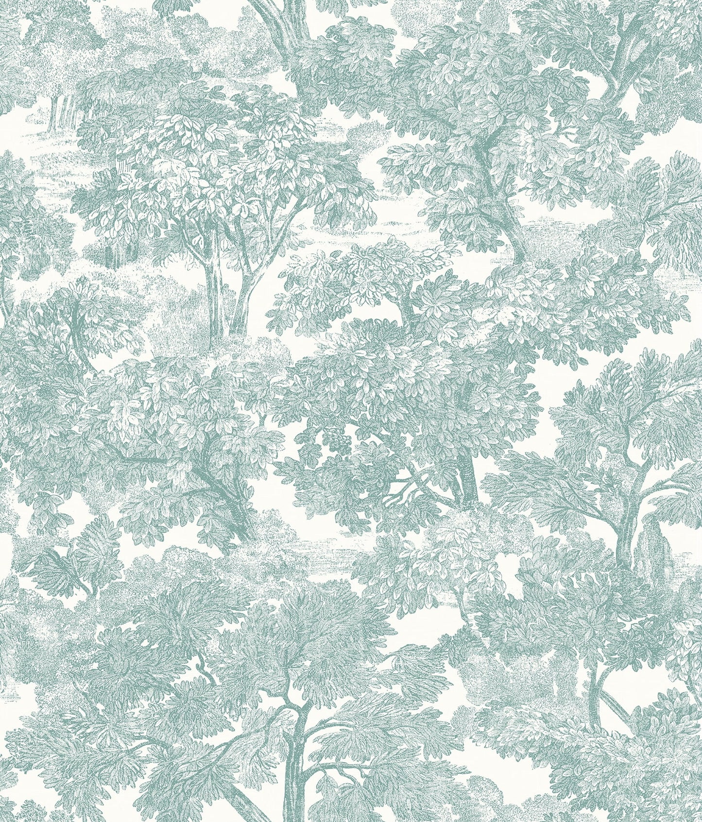 Chesapeake Spinney Teal Toile Prepasted High Performance Wallpaper, 20.5-in by 33-ft, 56.4 sq. ft.