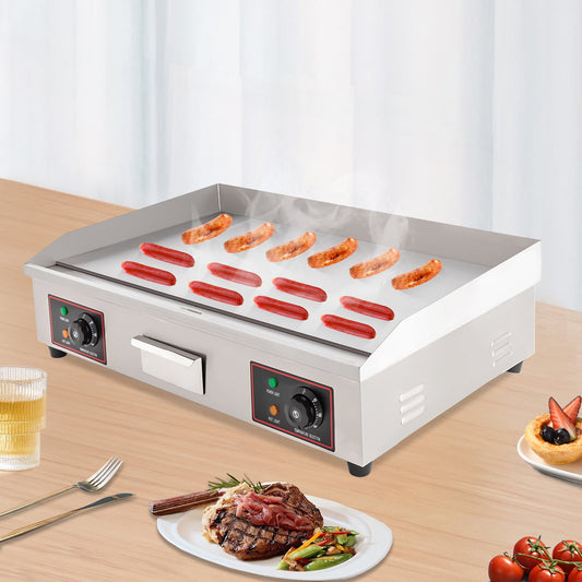 ChicHomey Electric Countertop Flat Top Griddle Stainless Steel Commercial Kitchen Grill US
