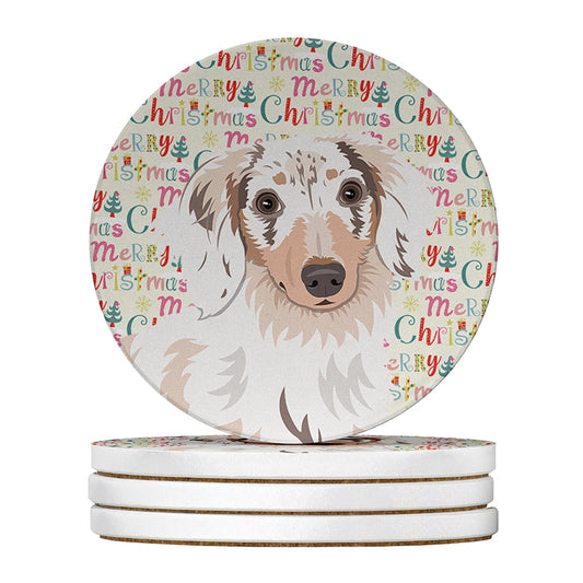 Chihuahua Dapple #2 Christmas Large Sandstone Coasters Pack of 4 4 in x 4 in