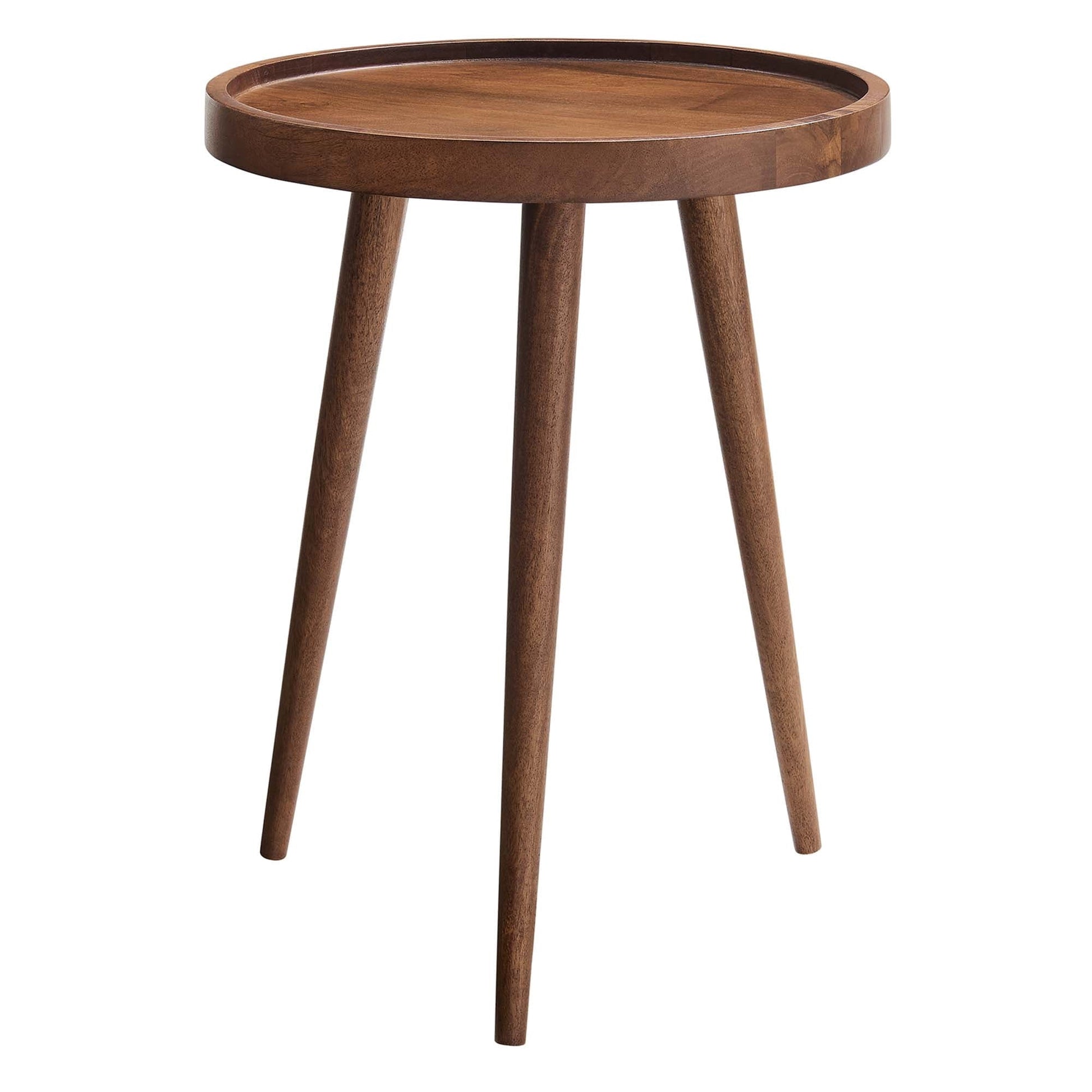 Chiro Round Wood Side Table in Walnut