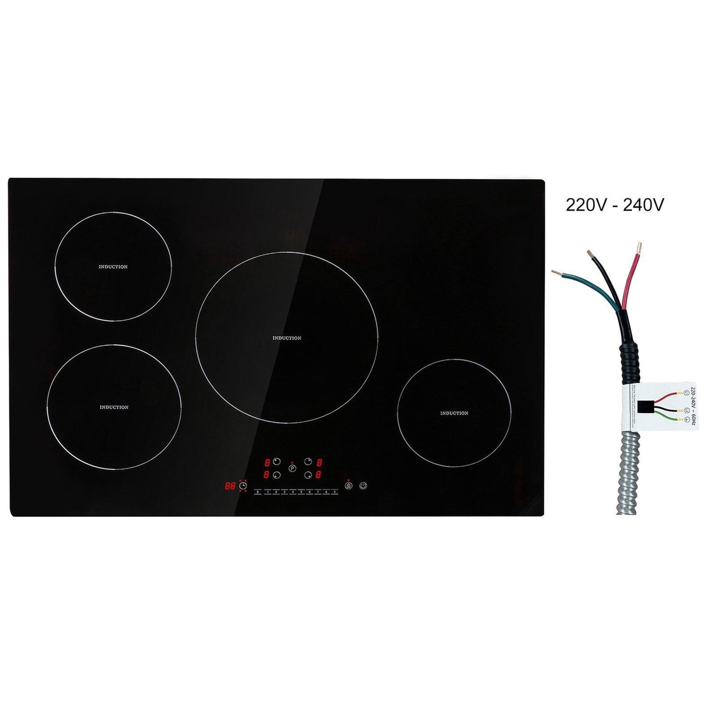 Choco Moon Electric Cooktop Induction Stove Top, 4 Burners 30 inch Built-in Magnetic, 7500W 9-Level Burner, LED Touch Screen Child Lock Over-Temp Protection, Perfect for Kitchen Cooking
