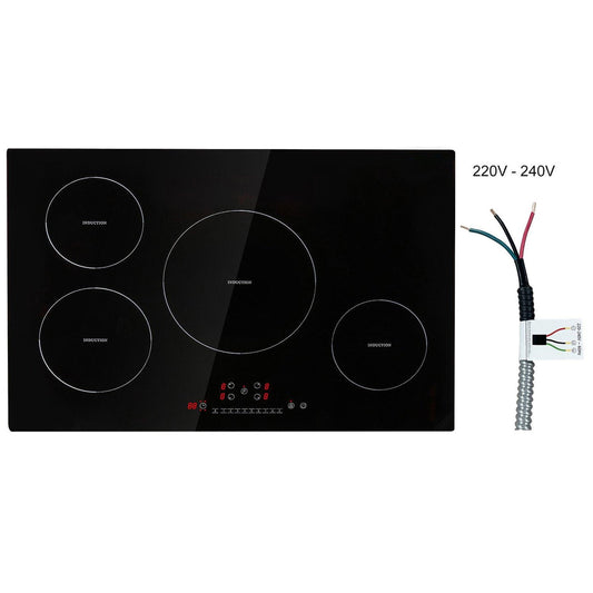 Choco Moon Electric Cooktop Induction Stove Top, 4 Burners 30 inch Built-in Magnetic, 7500W 9-Level Burner, LED Touch Screen Child Lock Over-Temp Protection, Perfect for Kitchen Cooking