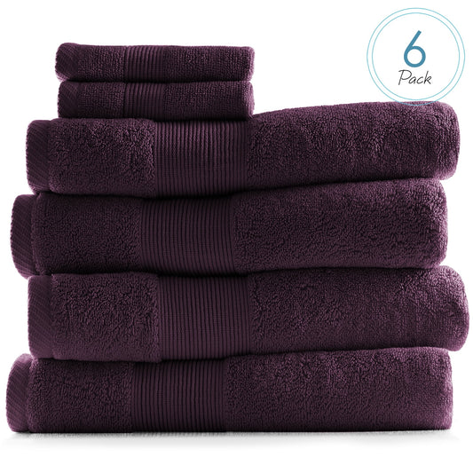 Clara Clark Bath Towels Set, 100% Cotton Luxury Softness 6 Pc Set, Purple
