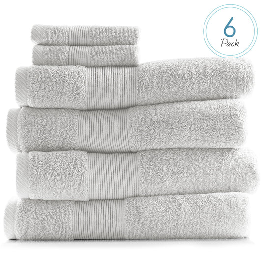 Clara Clark Bath Towels Set, 100% Cotton Luxury Softness 6 Pc Set, White