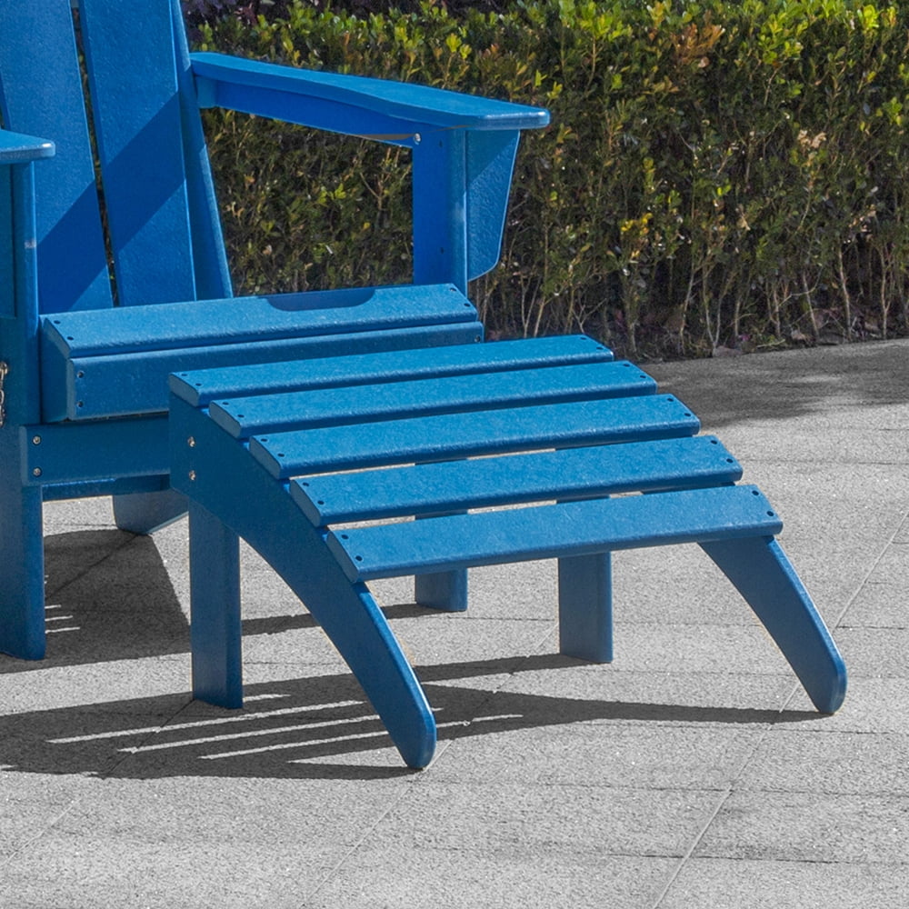 Classic Plastic Adirondack Outdoor Ottoman Footrest, Pacific Blue