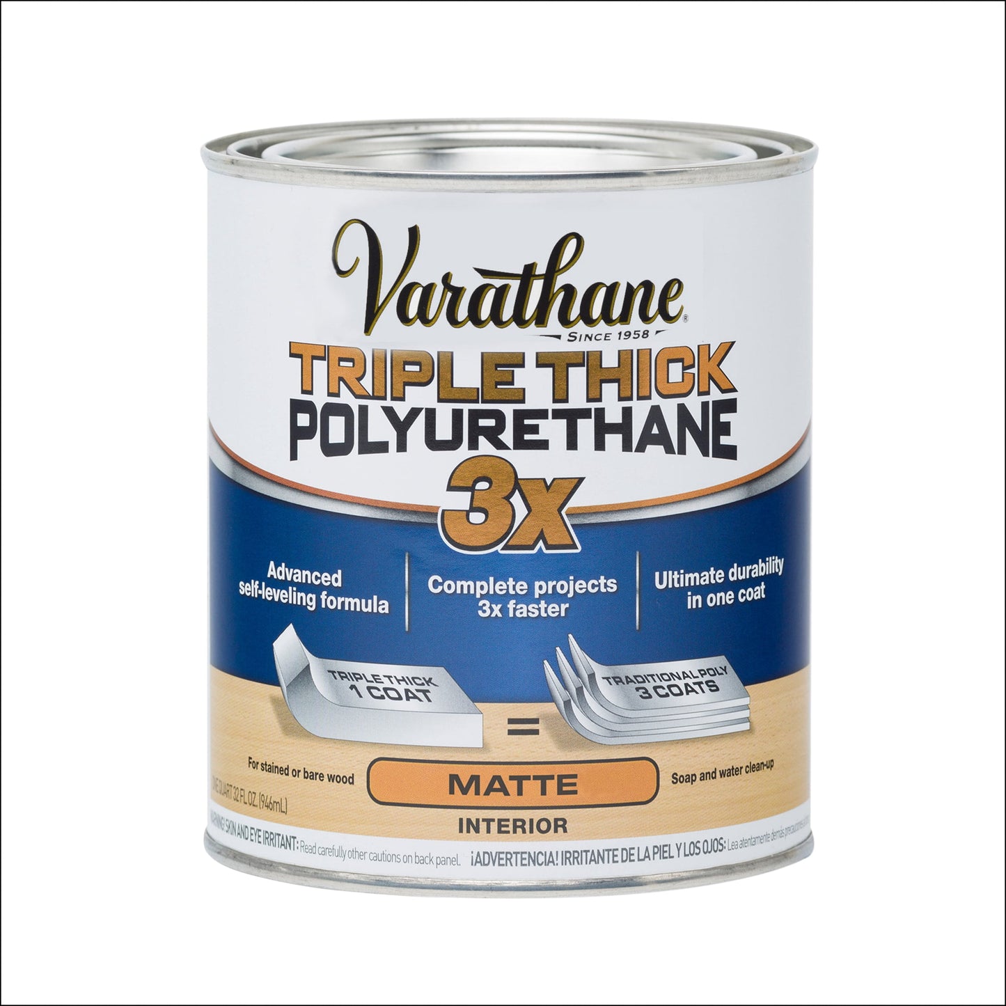 Transparente, Varathane Poliuretano Mate Triple Grueso-304588, Cuarto