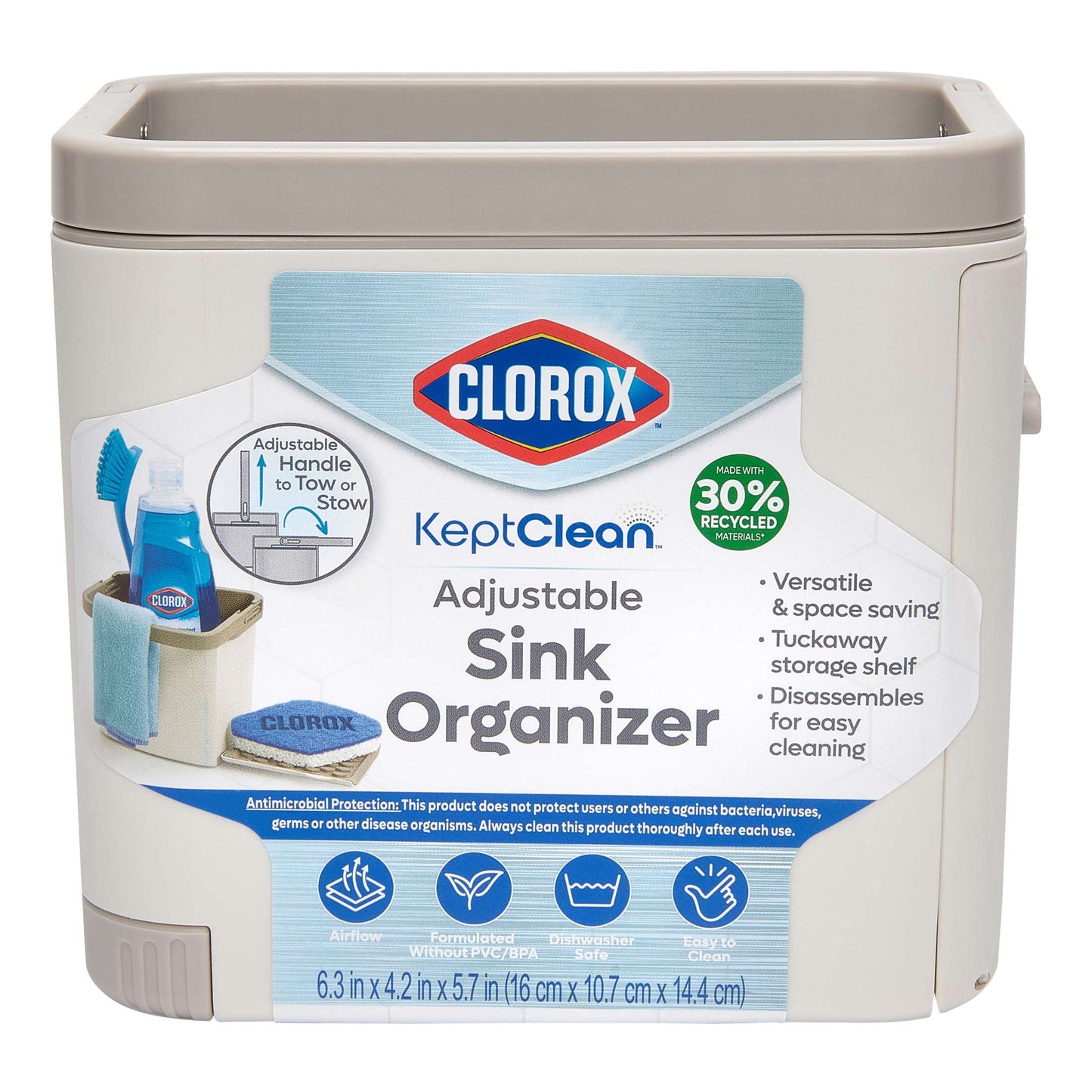 CloroxÂ® KeptClean Antimicrobial Adjustable Sink Organizer