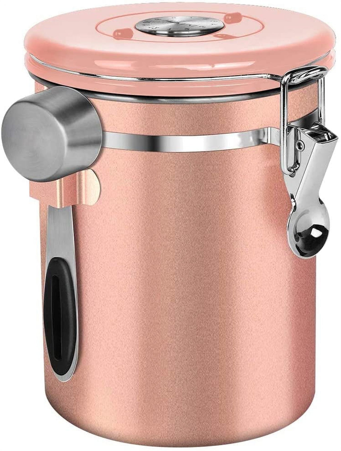 Coffee Canister, Large 22 oz, Stainless Steel Airtight Coffee Container with Scooper, Rose Gold