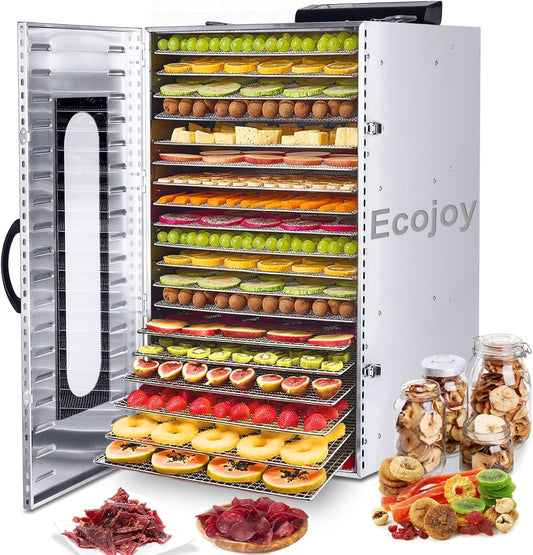 Commercial 20-Tray Food Dehydrators, Stainless Steel,with Digital Adjustable Timer Temperature Control