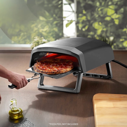 Commercial Chef Outdoor Pizza Oven - 12" Propane Gas Portable for Outside (L-Shaped Dual Burner)