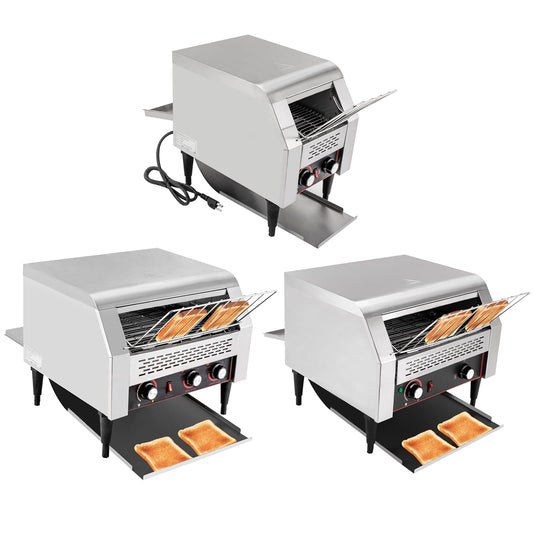 Commercial Conveyor Toaster with Adjustable Speed and Heating Modes, 150-450 Slices per Hour, Perfect for Bakery and Food Service Use