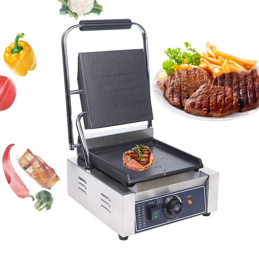 Commercial Electric Panini Press Grill Griddle Plate Non-stick Sandwich Steak Maker 1800W 50-300℃