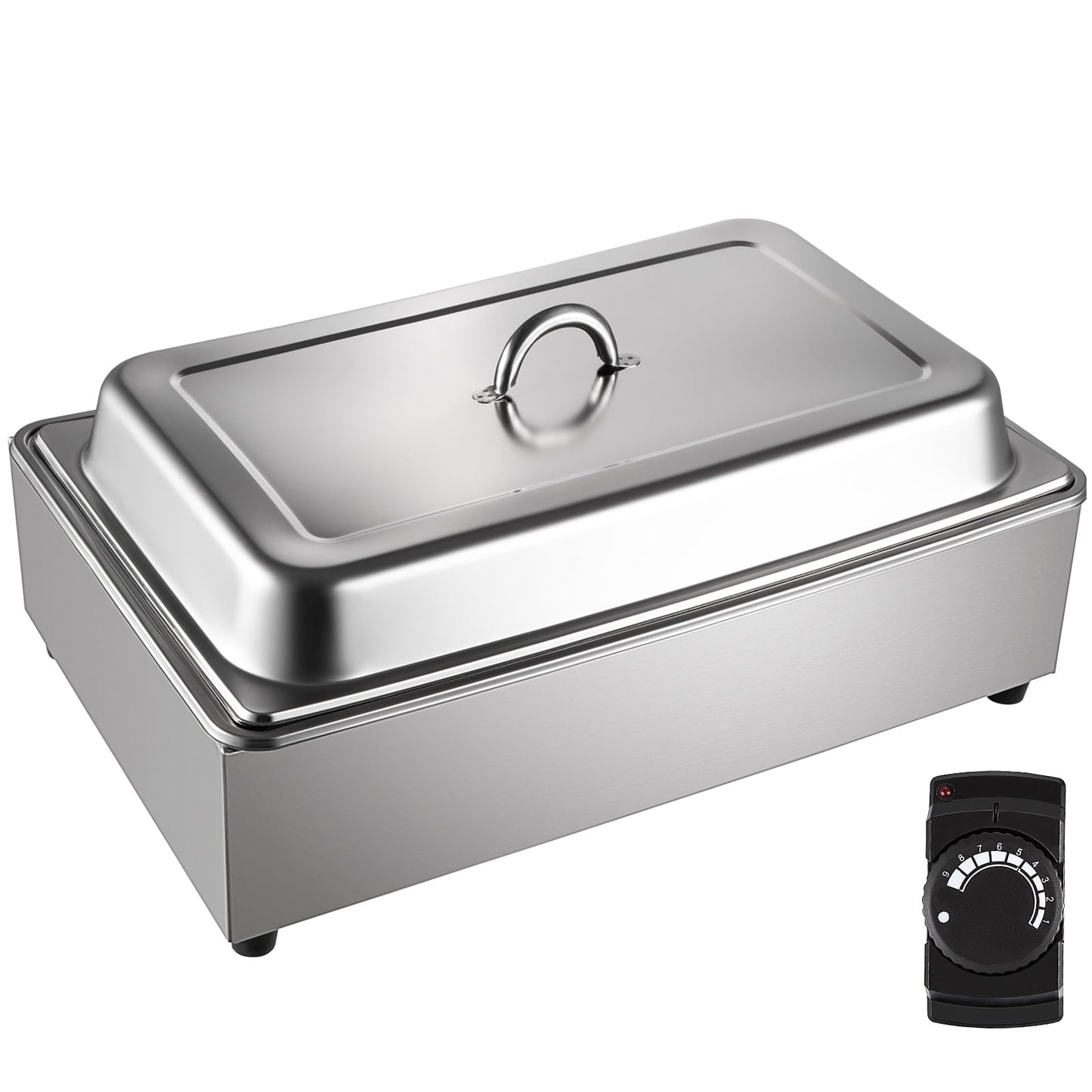 KFFKFF Commercial Food Warmer, Full-Size 1 Pot Steam Table with Lid, 9.5 Quart Electric Soup Warmers, Grade Stainless Steel Bain Marie Buffet Equipment, Fits 21 x 13.2 Pan, 400W