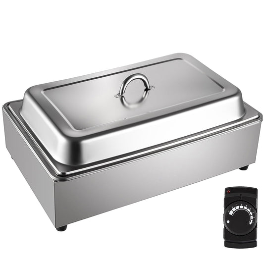 KFFKFF Commercial Food Warmer, Full-Size 1 Pot Steam Table with Lid, 9.5 Quart Electric Soup Warmers, Grade Stainless Steel Bain Marie Buffet Equipment, Fits 21 x 13.2 Pan, 400W