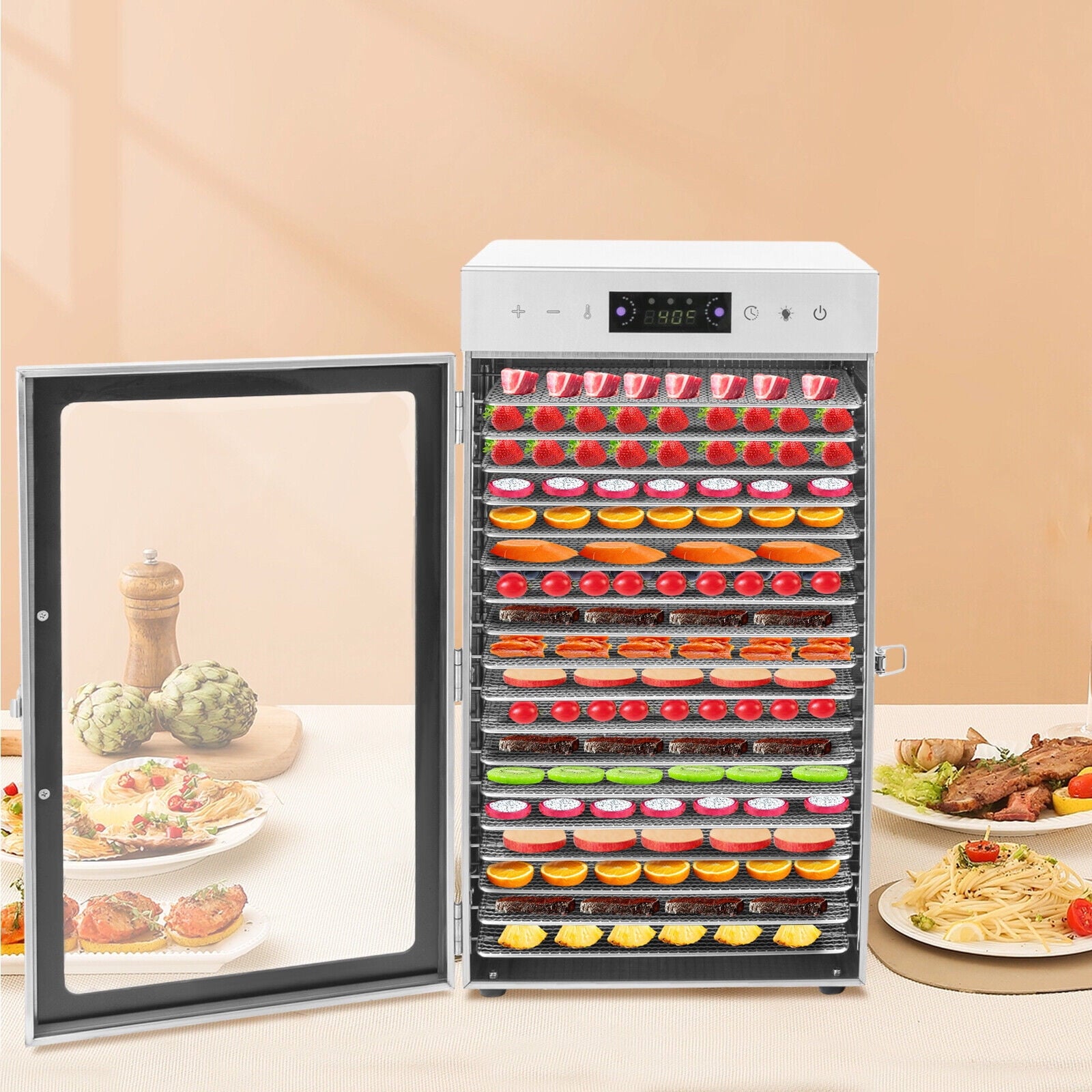 Commercial Fruit Dryer Dehydrator 18 Stainless Steel Trays Fruit Vegetable Food Dry Machine