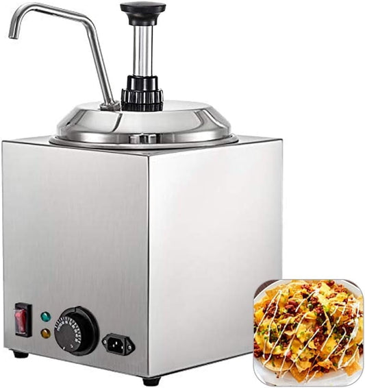 Commercial Hot Fudge Warmer,Nacho Cheese Sauce Warmer Pump Dispenser,650W Cheese Warmer Stainless Steel for Restaurants,Snack Stations,Cupcake Store