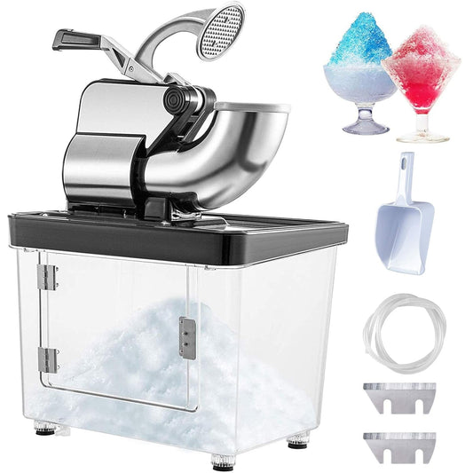 Commercial Ice Crusher 661LBS/H 110V, ETL Approved 300W Electric Snow Cone Machine with Dual Blades, Stainless Steel Shaved Ice Machine with Safety On/Off Switch for Family, Restaurants, Bars(Black)